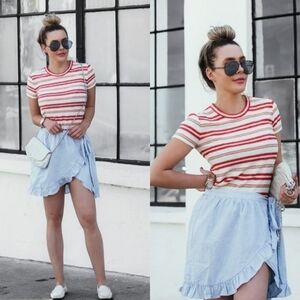 Madewell Meadow Wrap Mini Skirt, Powder Blue Size 4